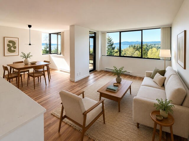 Living and dining area, staged